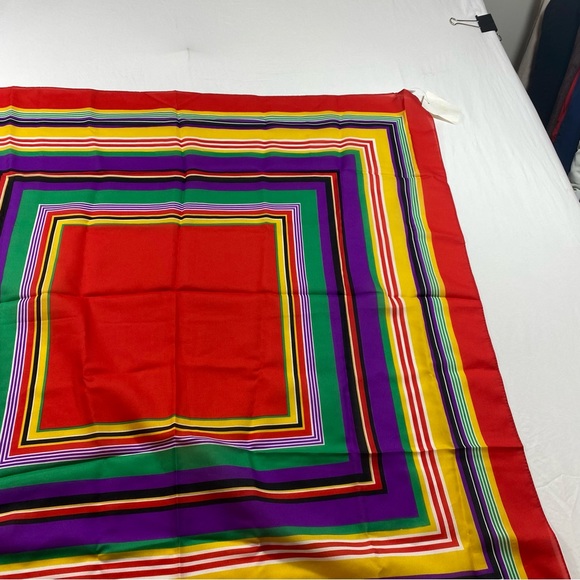 Multi color scarf hankerchief Feminine orange red white blue green yellow scarf - Picture 6 of 7